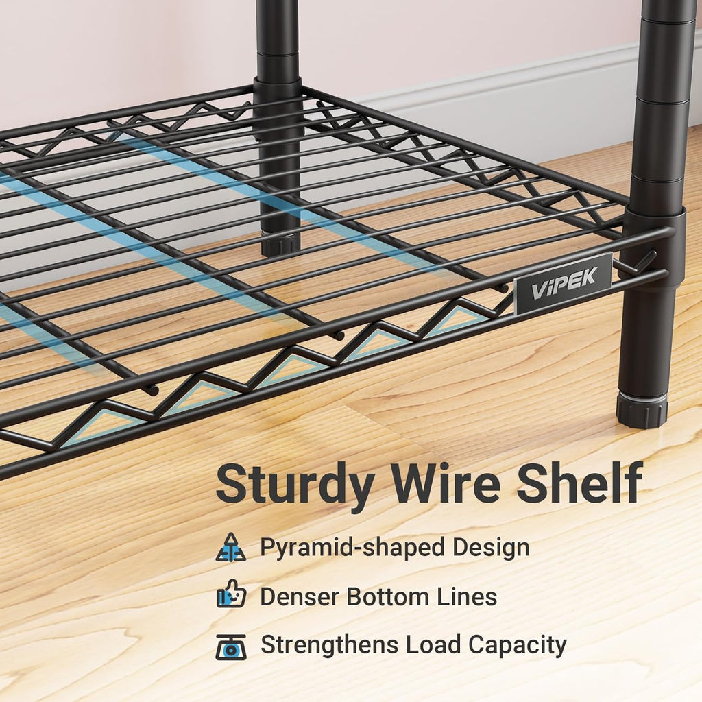 VIPEK V5 Heavy Duty Clothes Rack, Portable Closet Wardrobe with 4 Hanging Rods & 8 Shelves, Freestanding Adjustable Garment Rack for Bedroom, Walk-in Closet, 890 lbs Capacity, Black, 68.9' L
