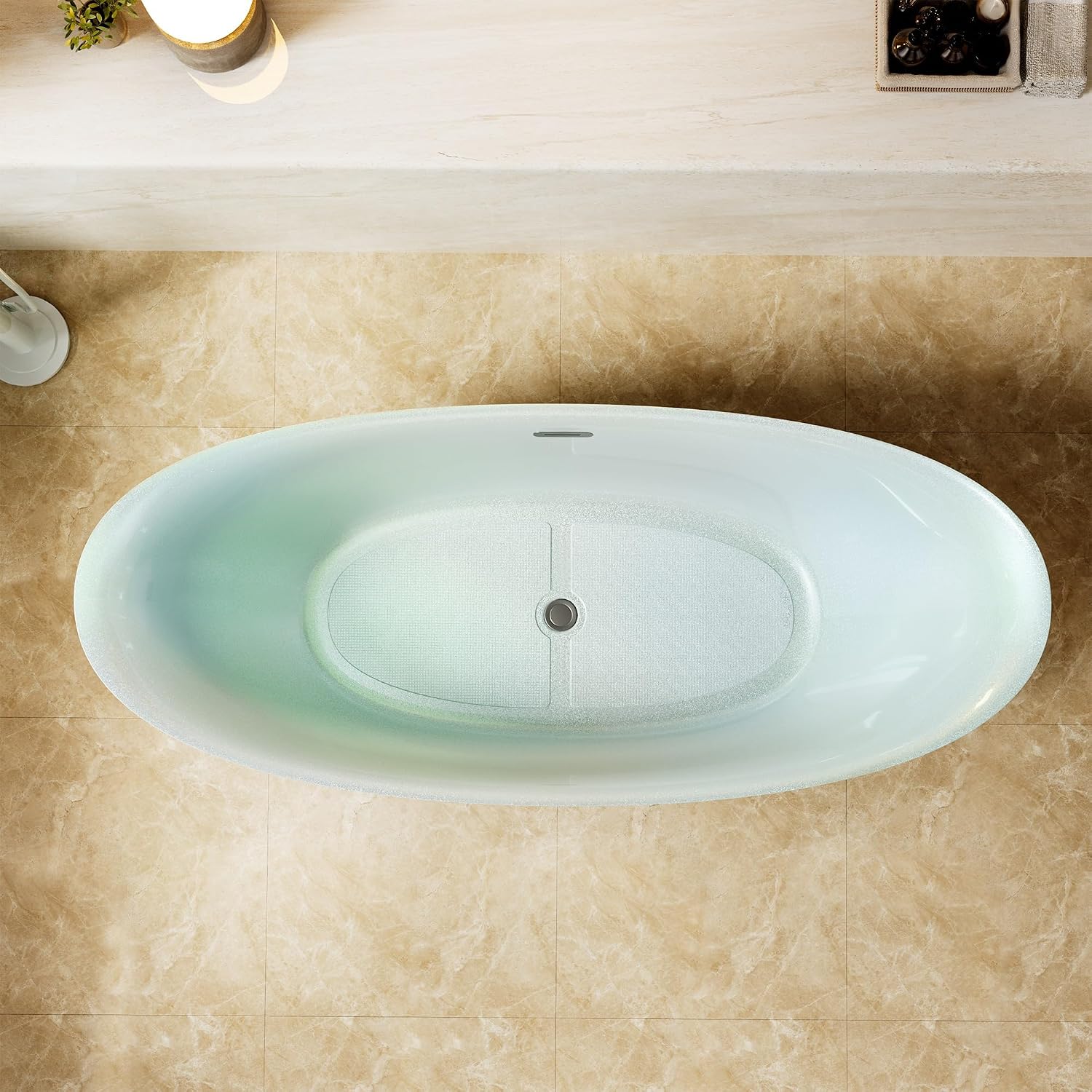Empava PRO Series Freestanding Bathtub, Deep Soaking Acrylic Spa Tub for Adults, Sculptural Stand Alone Tub for Master Bathrooms, 67'
