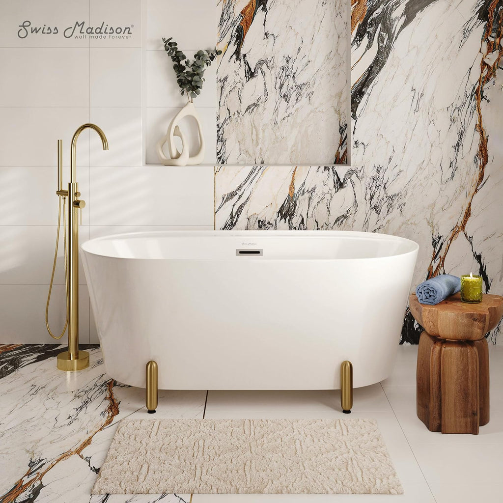 Monaco 59' Freestanding Bathtub with Brushed Gold Stand