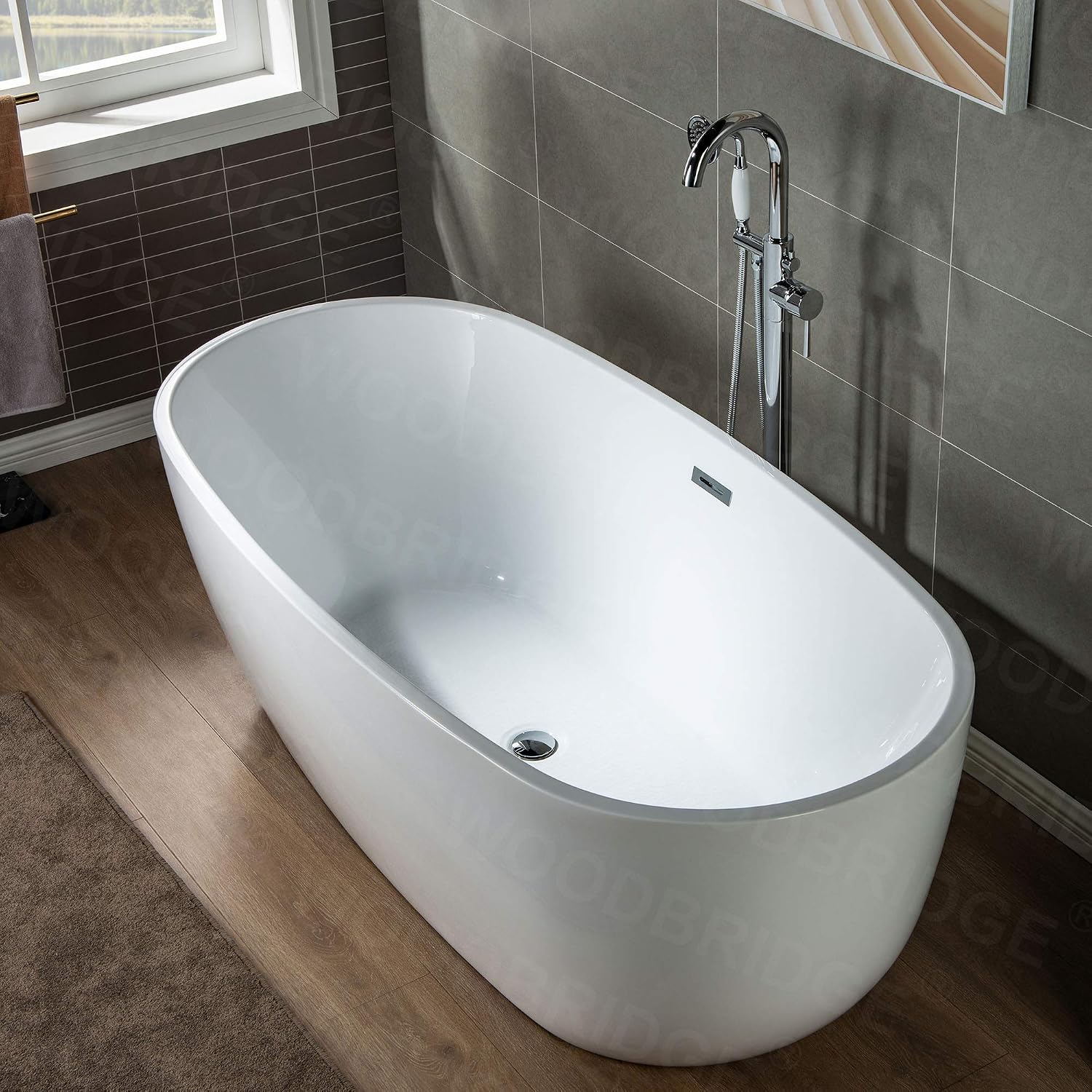 WOODBRIDGE WOODBRIDGEE Contemporary Single Handle Floor Mount Freestanding Tub Filler Faucet with Hand Shower in (Chrome) Finish,F0002-CHVT, Chorme I