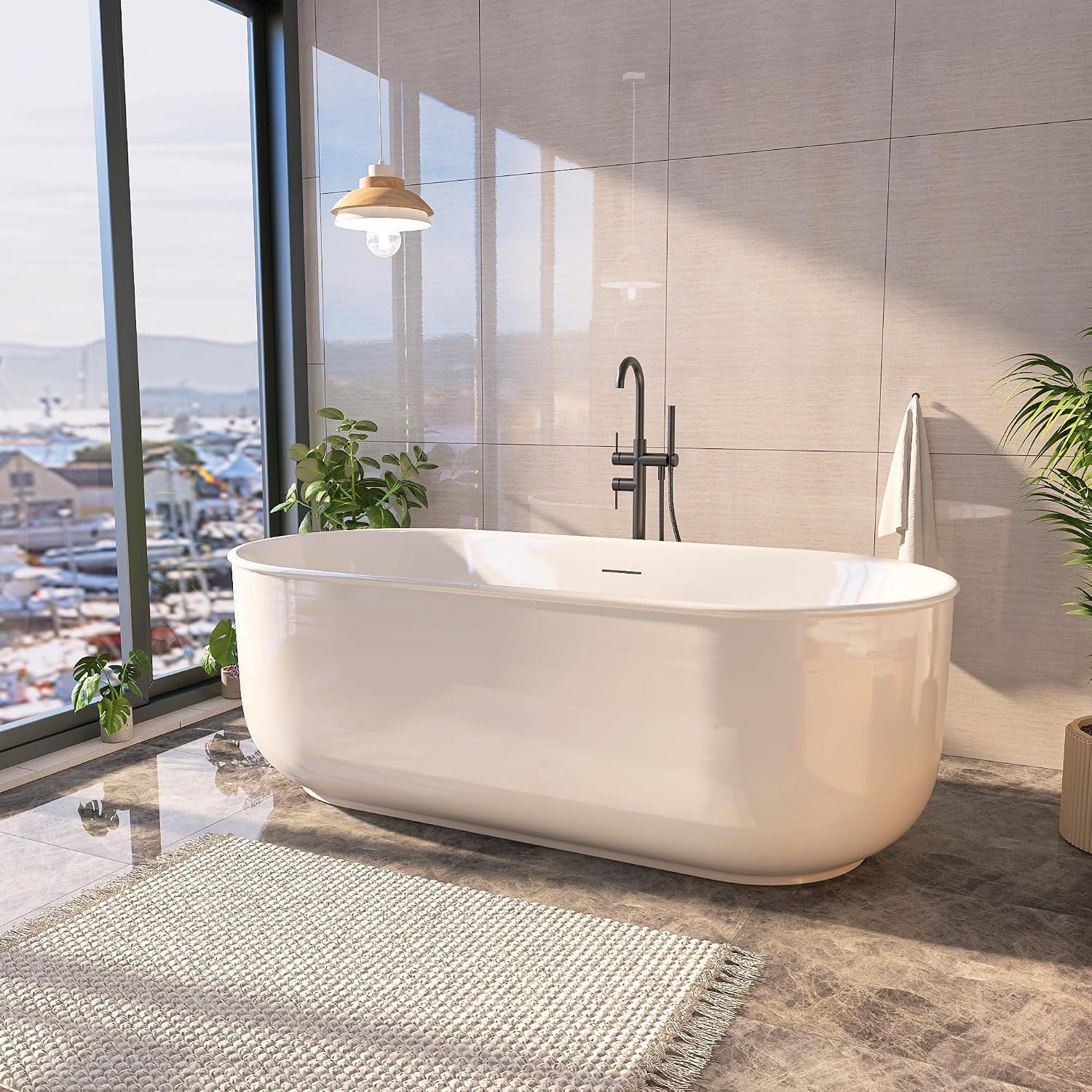 67' Acrylic Free Standing Tub, Stand Alone Tub, Freestanding Bathtub, Soaking Bathtub, cUPC Certified, CY(Glossy White)