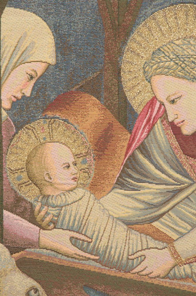 Charlotte Home Furnishings Inc. Nativity Giotto Italian Tapestry Wall Hanging 24 X 34 Inch Viscose Cotton & Polyester Blend Wall Art Perfect for Home Decor & Wall Decor By Giotto di Bondone