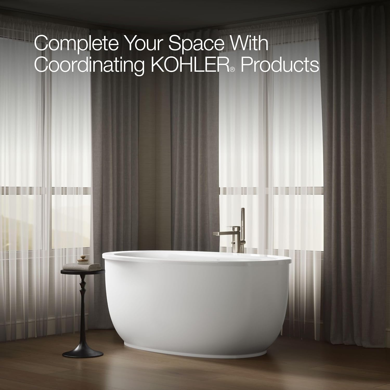 Kohler 24002-0 Sunstruck® 60' x 34' freestanding bath with fluted shroud, White