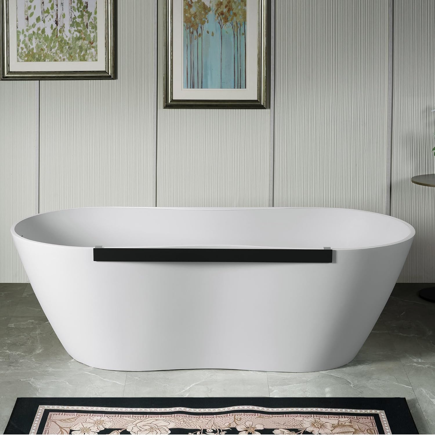 WOODBRIDGE 71' L x 31-1/2' W Luxury Contemporary Solid Surface Stone Resin Freestanding Bathtub in Matte White