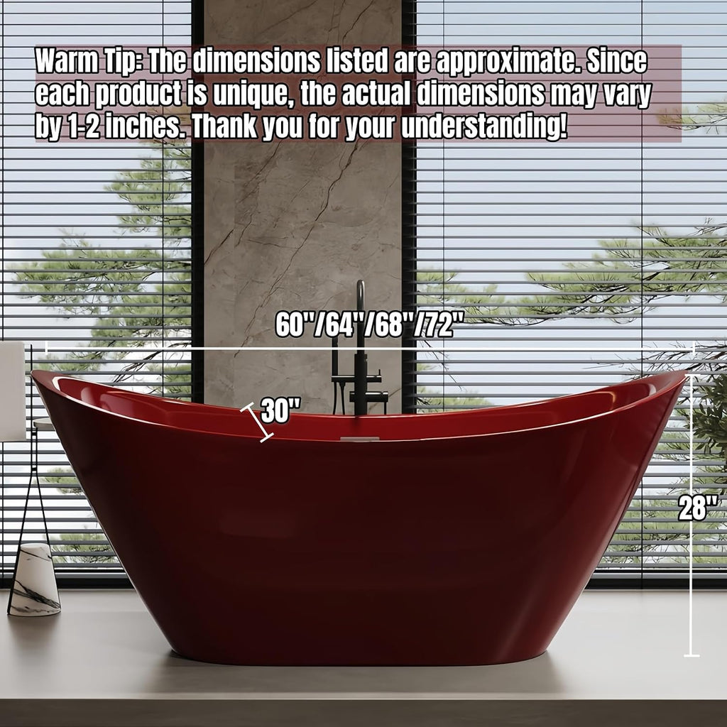 64' Edeyeu Stylish Freestanding Bathtub - Modern Soaker Tub With Double Backrest, Extra Deep Soaking Tub for Full Immersion Bathing, Ergonomically Designed Freestanding Bathtubs with Drain Green