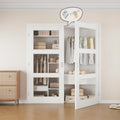 64' x 80' Ball Catch French Doors, 3 Panel Clear Glass Solid Core Pre-Finished & Paintable Double Doors with Ball Catches & Hinges & Handles, White Door, Swing Closet Door Interior