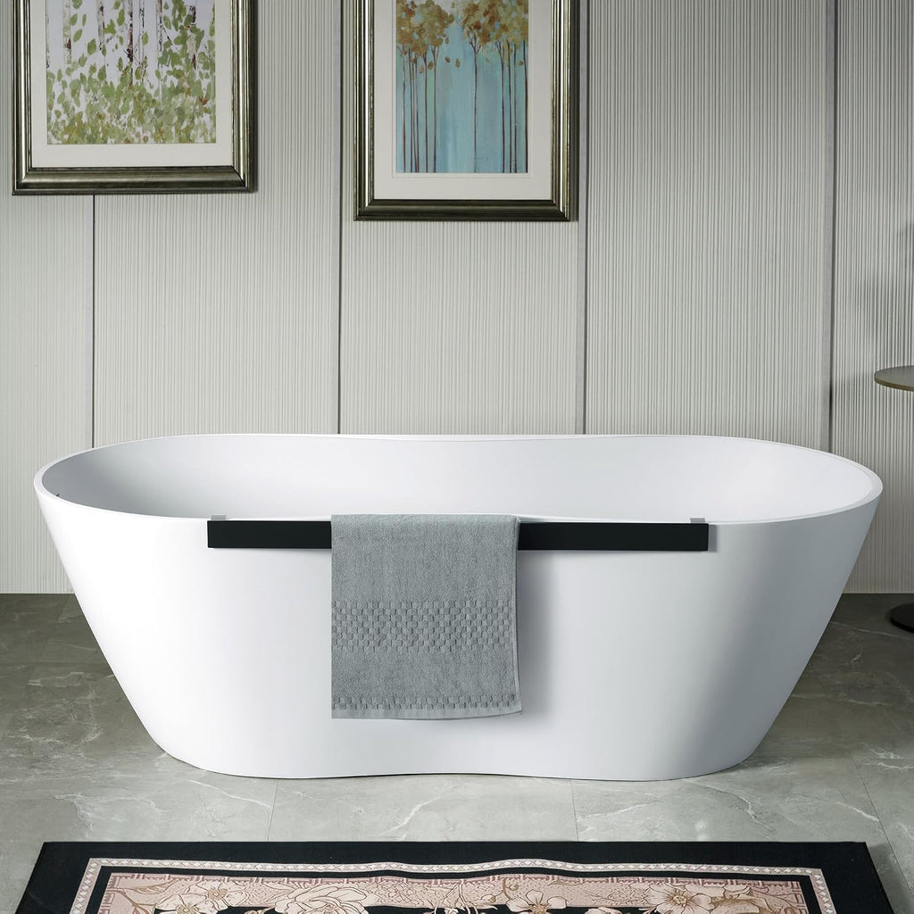 WOODBRIDGE 71' L x 31-1/2' W Luxury Contemporary Solid Surface Stone Resin Freestanding Bathtub in Matte White