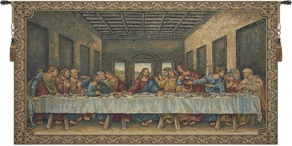 Charlotte Home Furnishings Tapestry Wall Hanging for Bedroom Aesthetic 30x54 in, Last Supper Colorful Wall Art Tapestry, Italian Brown Tapestry Living Room Decor, Thick Cotton Fabric Jacquard Woven
