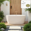 FerdY 55' Acrylic Freestanding Bathtub, Contemporary Soaking tub with Brushed Gold Drain, Elegant Oval Shape, cUPC Certified, Tahiti