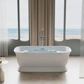 WELLFOR 67'Freestanding Acrylic Bathtub with Drain and Integrated Slotted Overflow, Glossy White 74 Gallons Capacity Soaking Bath Tub with Predrilled Overflow Holes, Soaking Bath Tub Oval Shape