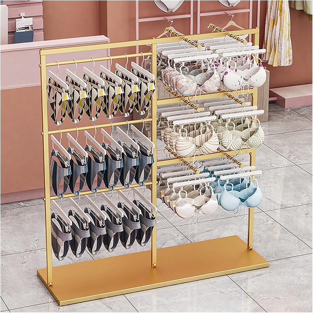 Coat Rack Stand,Metal Garment Rack,Creative Gold Underwear Shorts Shelf,Free-Standing Retail Display Clothes Racks,Underwear Display Stands,Commercial Shelves(Gold 120x40x130cm)