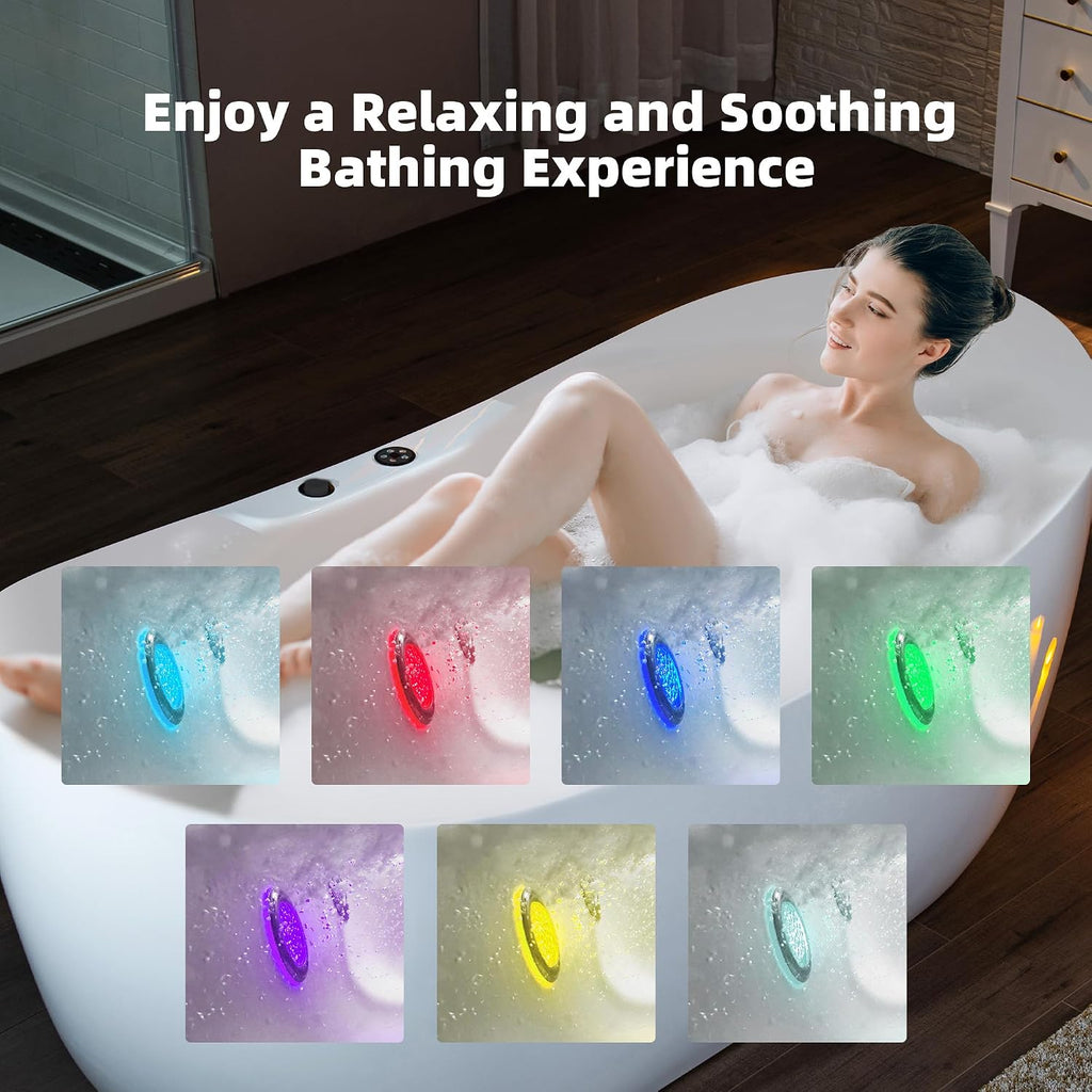 WOODBRIDGE 72' x 35-3/8' Whirlpool Water Jetted and Air Bubble Freestanding Heated Soaking Combination Bathtub with LED control panel,Matte Black drain and overflow,BM400
