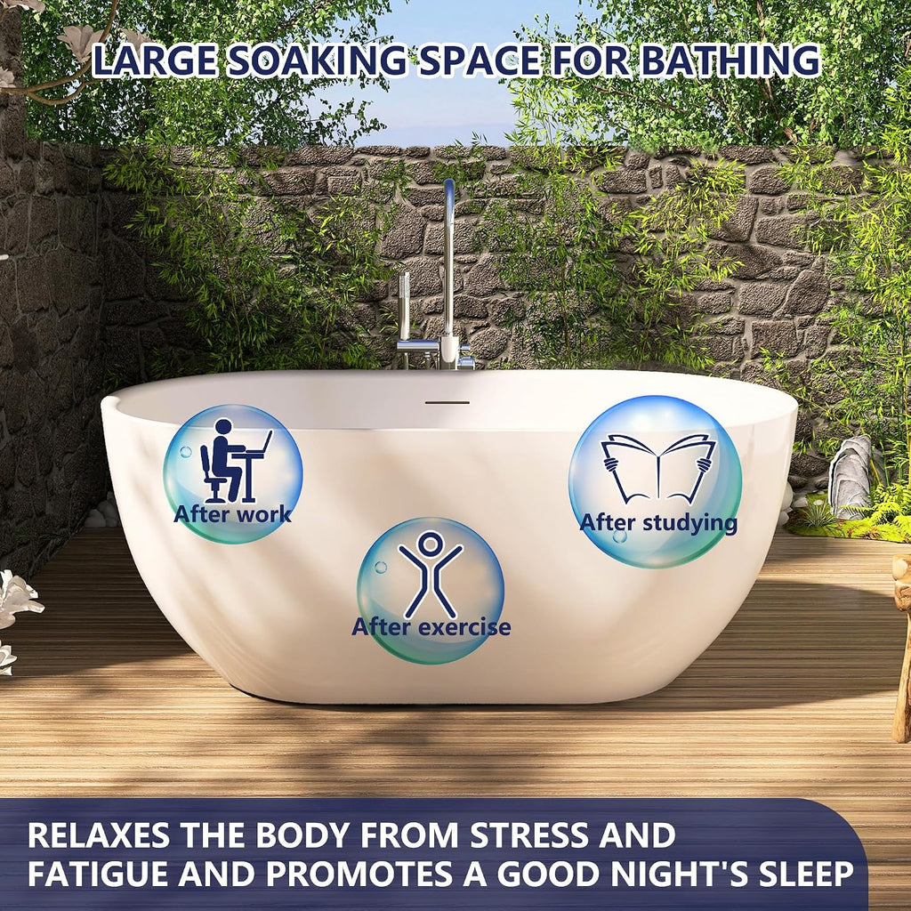 59' Acrylic Free Standing Tub, Stand Alone Tub, Freestanding Bathtub, Soaking Bathtub, cUPC Certified, SE(Glossy White)