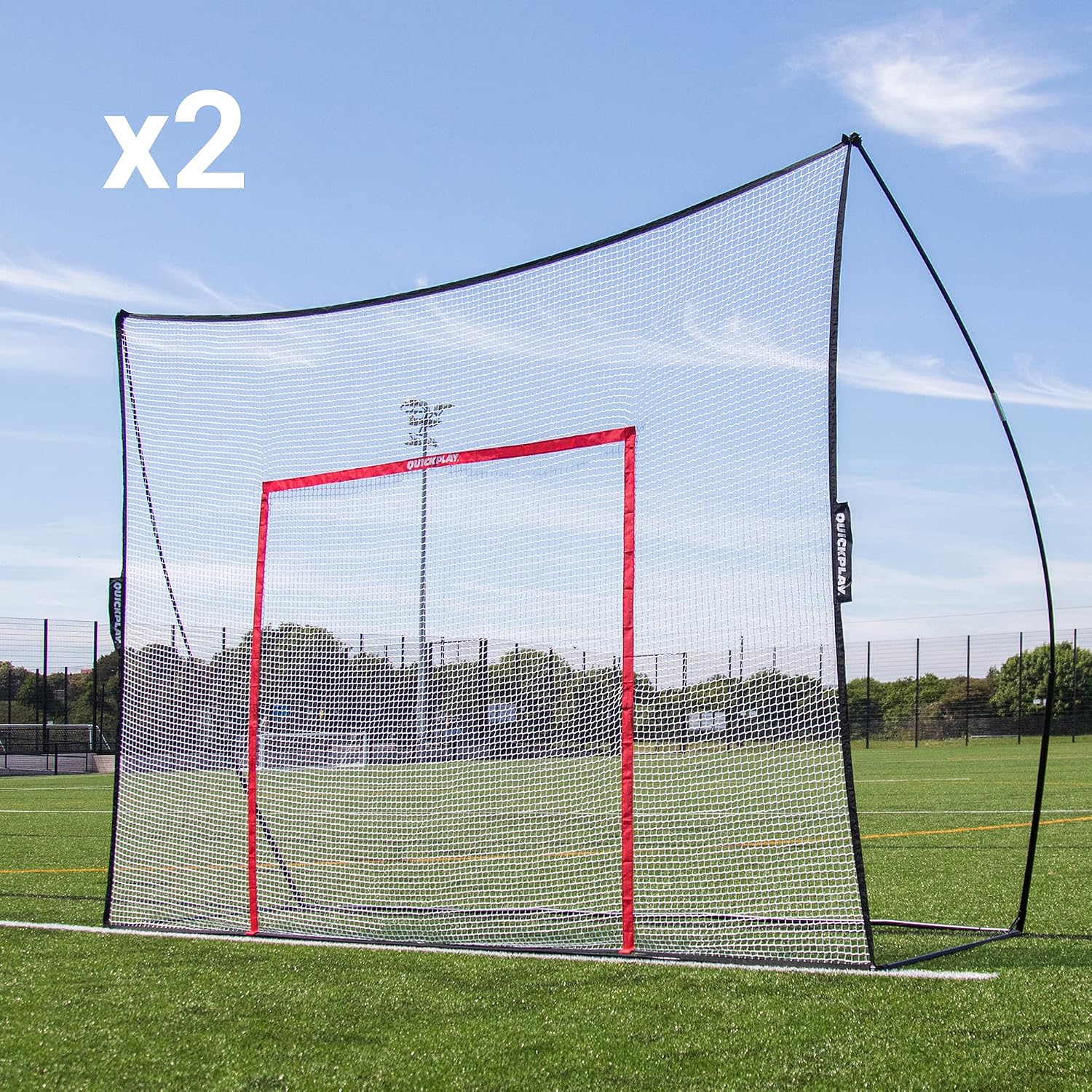 QUICKPLAY MEGA NET Portable Backstop Netting | Fast Set-Up Free-Standing Sports Net Barrier | Available in 12x9' & 32x9'