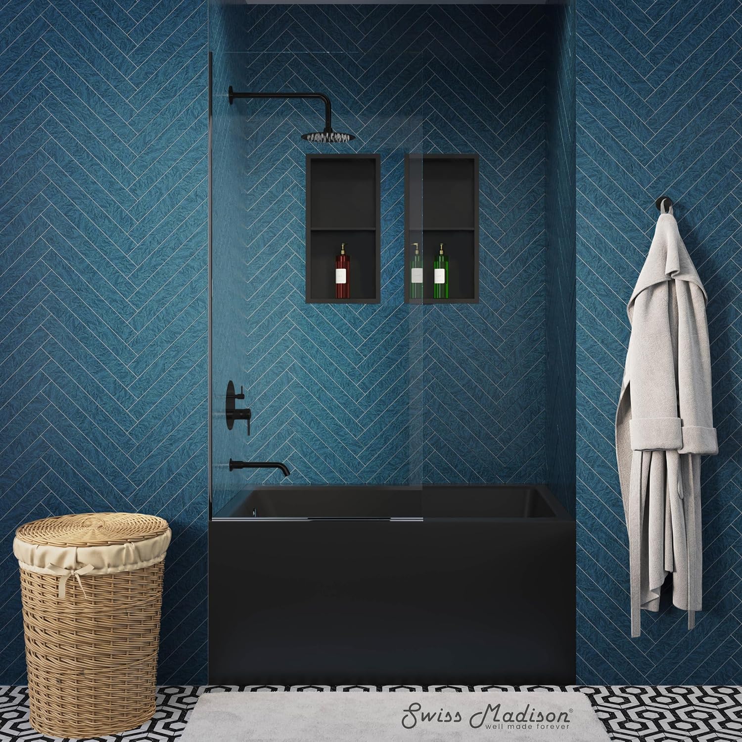 Voltaire 48' x 32' Left-Hand Drain Alcove Bathtub with Apron in Matte Black
