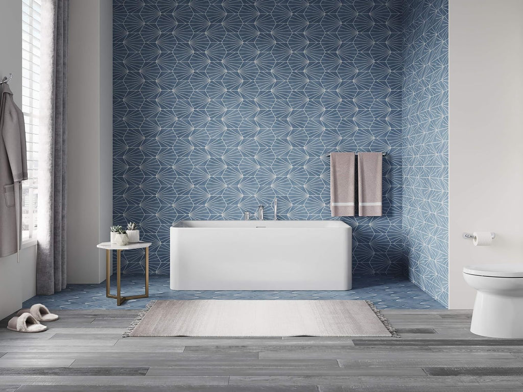 KOHLER Unwind 59-in X 30-in Seamless Back-to-wall Freestanding Bath