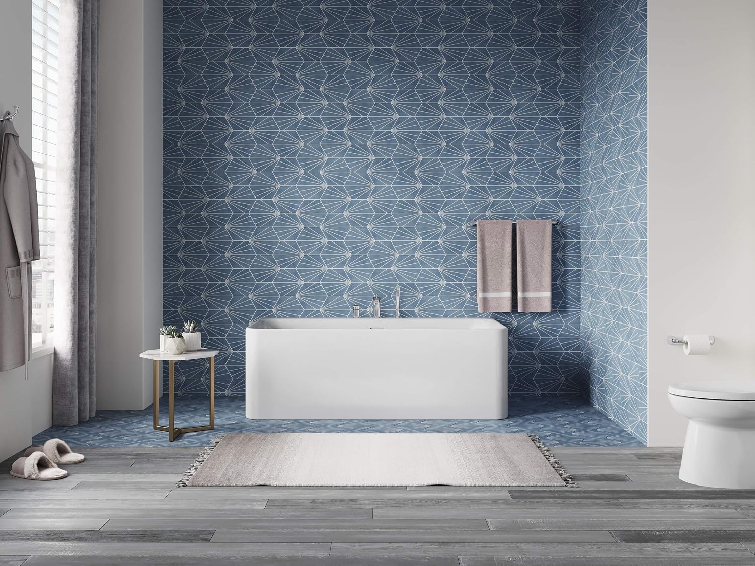 KOHLER Unwind 59-in X 30-in Seamless Back-to-wall Freestanding Bath