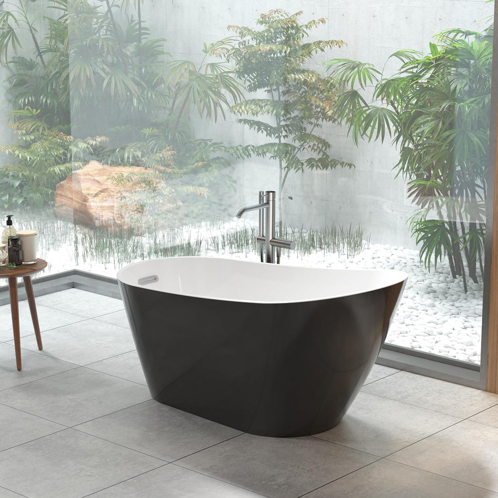 67 Inch Freestanding Bathtubs, Acrylic Soaking Tub, Modern Free Standing Bathtub with Integrated Overflow, Deep Ergonomic Design for Spa-Like Relaxation