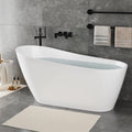 IDEALHOUSE 67' Acrylic Freestanding Bathtub Contemporary, Soaking Tub, CUPC Certified Stand Alone Tub with Non-Slip Base, Chrome Drain & Overflow, for Home Spa Relaxation(White-A)