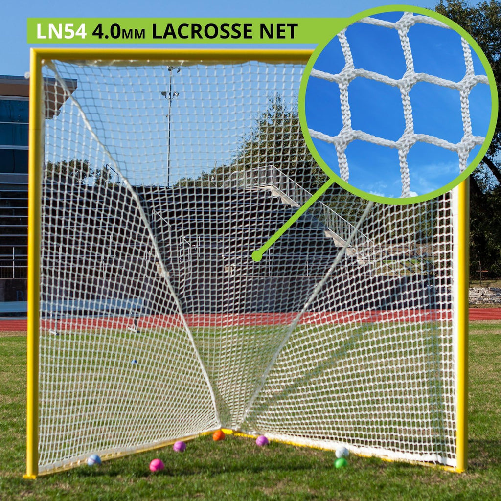 Champion Sports Lacrosse Goal Net - 4mm Official Size White Nylon Net Replacement (Pack of 2)