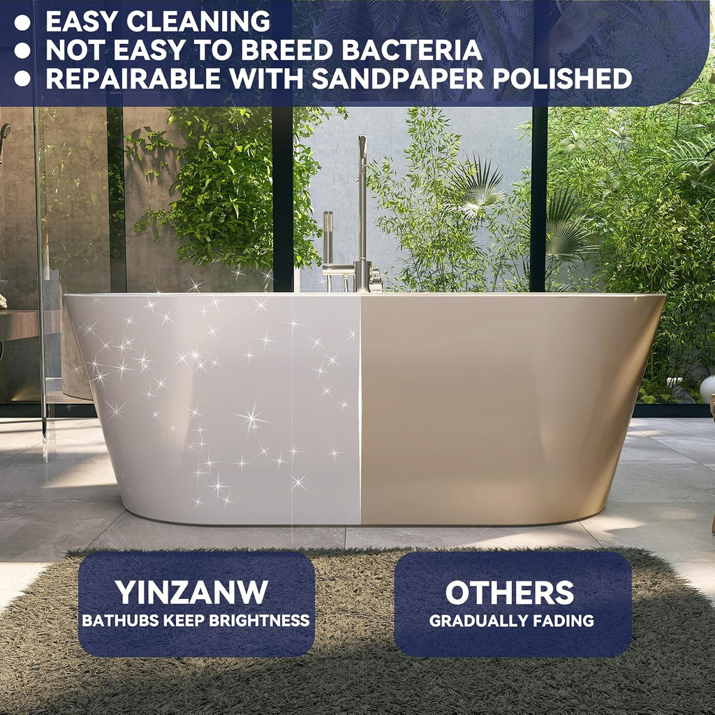 64' Acrylic Free Standing Tub, Stand Alone Tub, Freestanding Bathtub, Soaking Bathtub, cUPC Certified, LT(Glossy White)