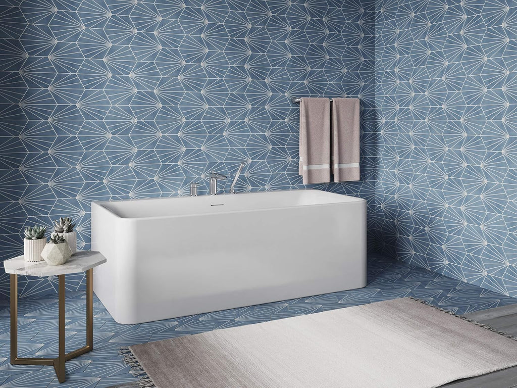 KOHLER Unwind 59-in X 30-in Seamless Back-to-wall Freestanding Bath