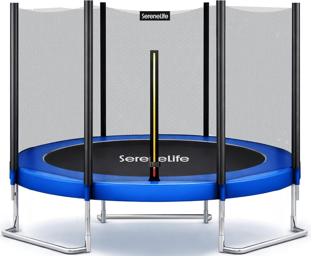 SereneLife Trampoline Outdoor 8FT 10FT 12FT 14FT with Enclosure Net, Ladder and Anti-Rust Coating - ASTM Approved Recreational Trampolines - Heavy Duty Yard Trampolines for Kids and Adults