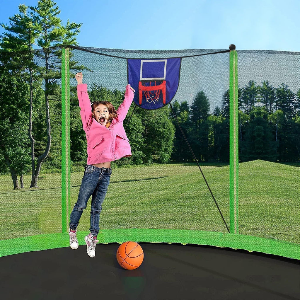 1500LBS 10FT 12FT 14FT 15FT 16FT Trampoline with LED Lights, Sprinkler, Music Speaker and Socks, ASTM Approved Outdoor Trampoline for Kids and Adults, Backyard Trampolines with Net Enclosure
