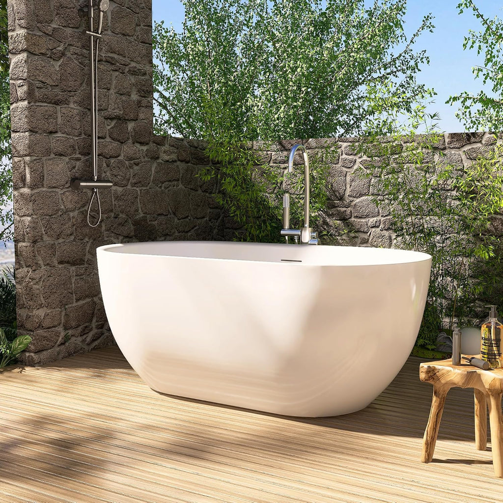 59' Acrylic Free Standing Tub, Stand Alone Tub, Freestanding Bathtub, Soaking Bathtub, cUPC Certified, SE(Glossy White)