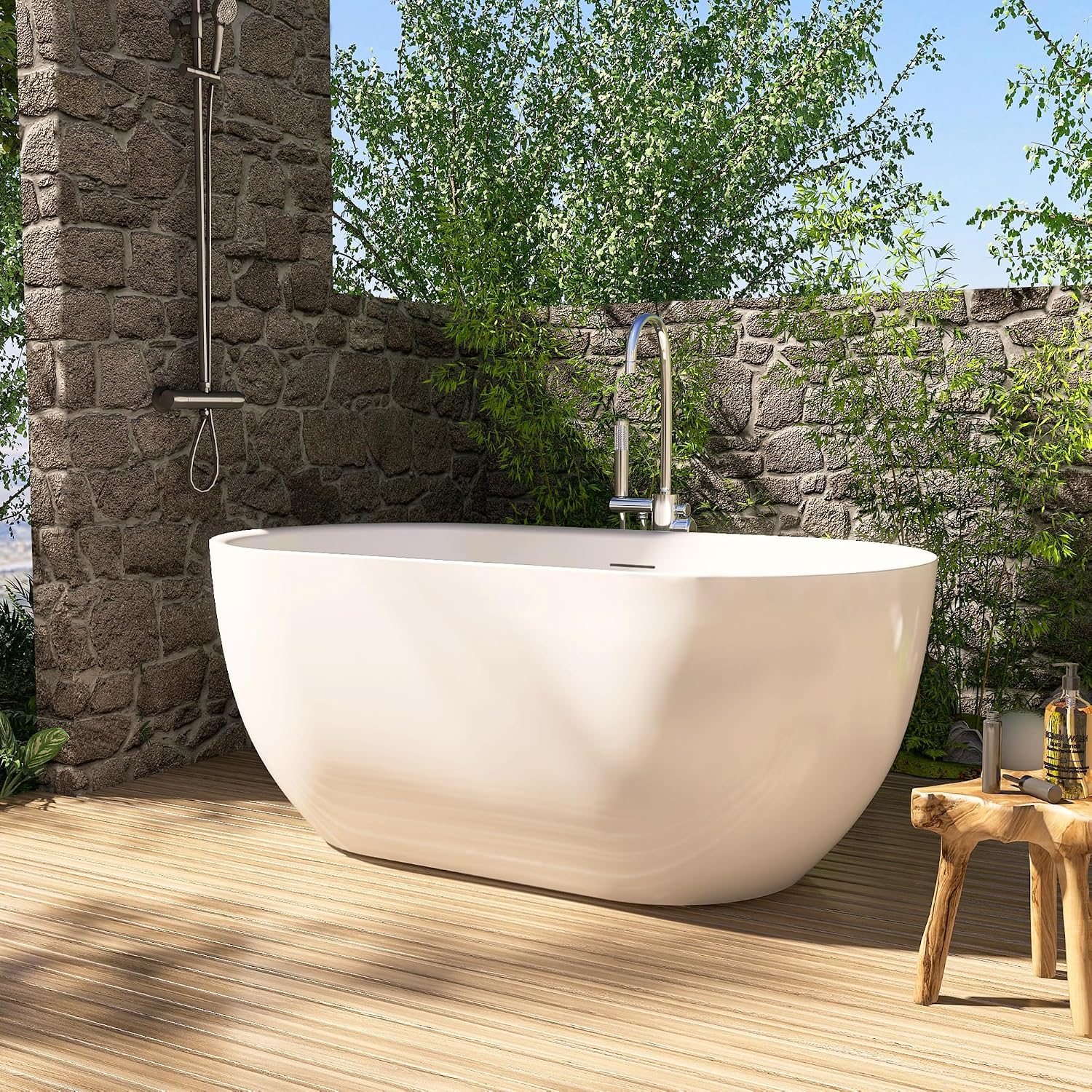 59' Acrylic Free Standing Tub, Stand Alone Tub, Freestanding Bathtub, Soaking Bathtub, cUPC Certified, SE(Glossy White)
