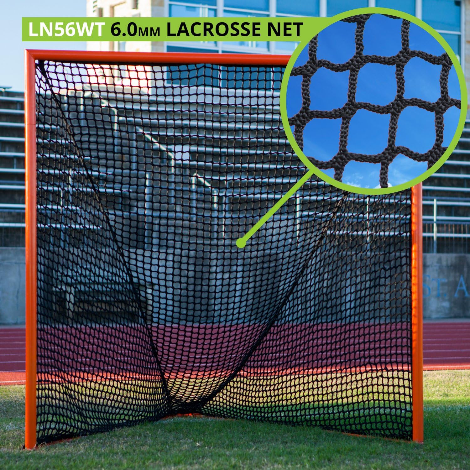 Champion Sports Lacrosse Goal Net - 6mm Official Size Black Weather Treated Nylon Net Replacement (Pack of 2)