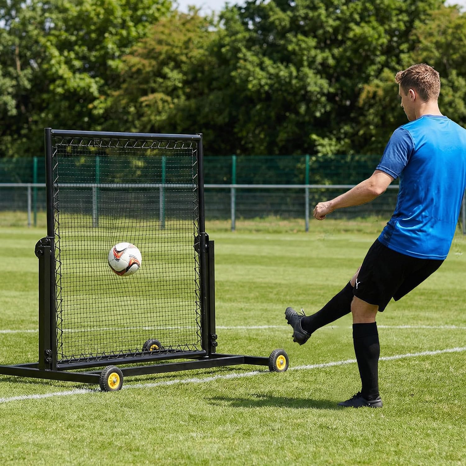 MR Height Adjustable Rebounder, Portable Sports Bounce Back Net, Adjustable Angle Pitch Back Return Net, Rebound Wall for Lacrosse, Baseball, Softball, Soccer, Football, Basketball, Volleyball, Tennis