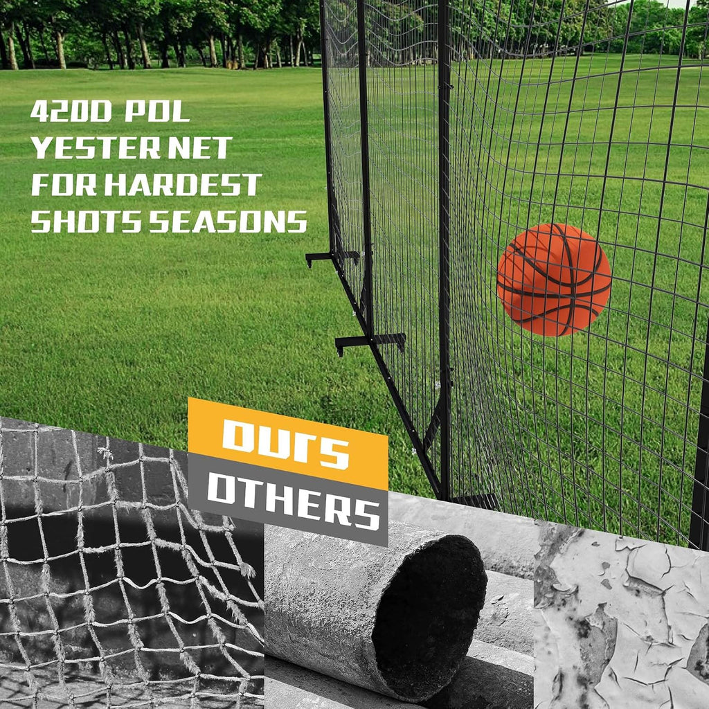 MR Ball Stop Net System, Movable Heavy Duty Backstop Net, 2 in 1 Multi-Sport Stop Netting, Ball Barrier Sports Practice Barrier Net for Professional, College and Grade School Training