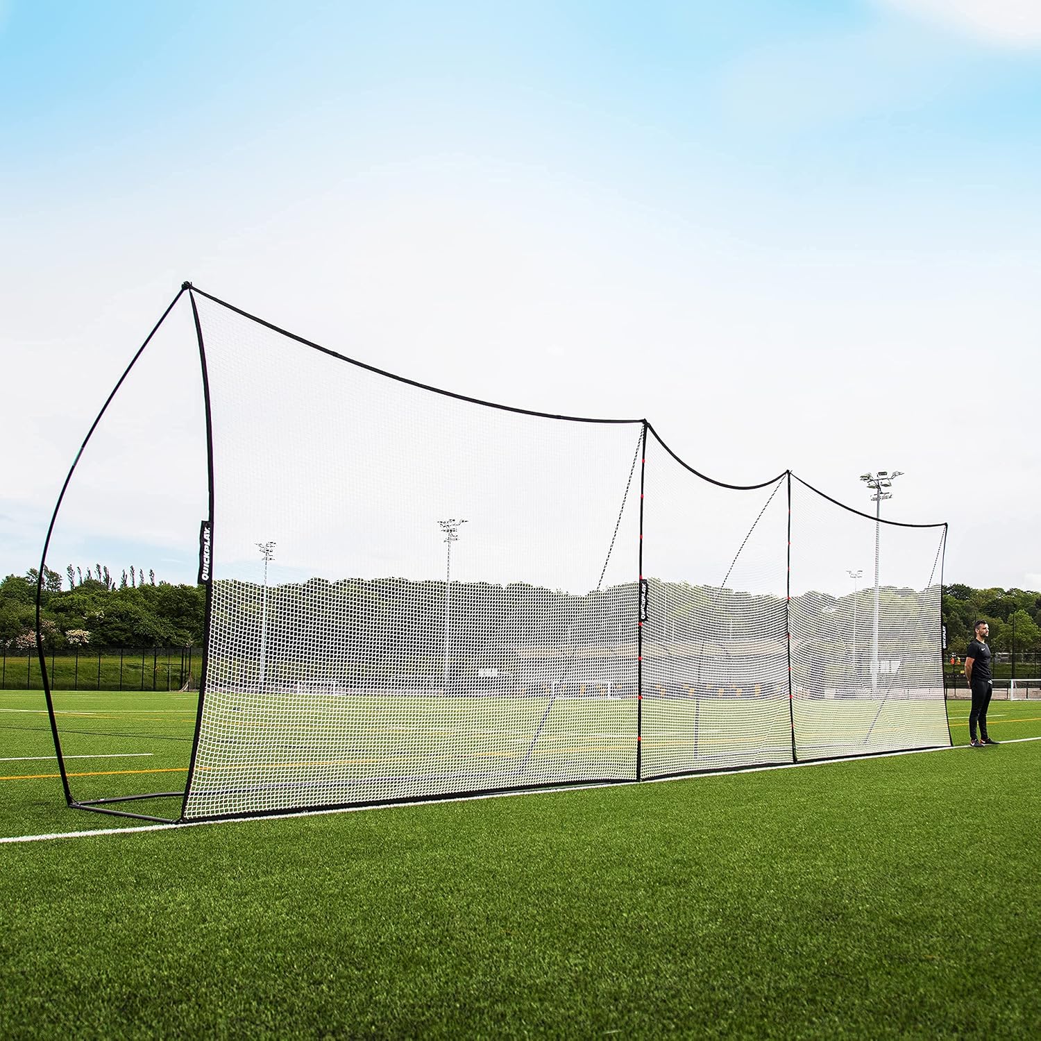 QUICKPLAY MEGA NET Portable Backstop Netting | Fast Set-Up Free-Standing Sports Net Barrier | Available in 12x9' & 32x9'