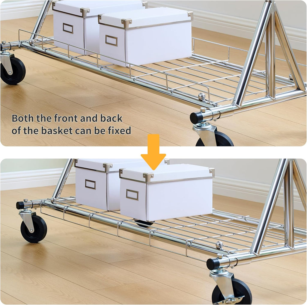 Heavy-Duty 600LBS Rolling Clothes Rack - Commercial-Grade, Adjustable, Extendable & Collapsible Garment Rack with Wheels and Triangular Stability Bracket