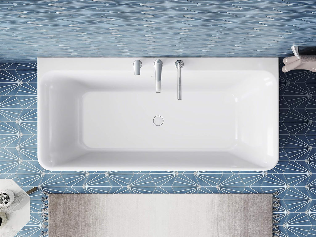 KOHLER Unwind 59-in X 30-in Seamless Back-to-wall Freestanding Bath