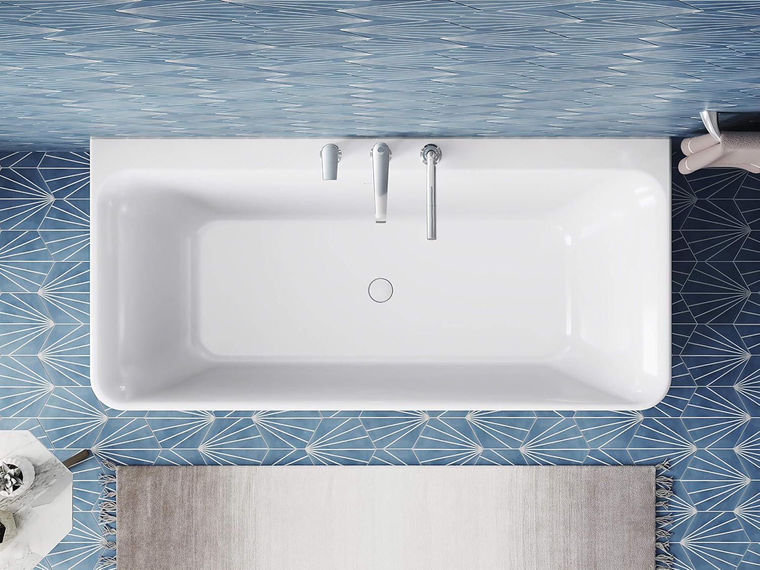 KOHLER Unwind 59-in X 30-in Seamless Back-to-wall Freestanding Bath