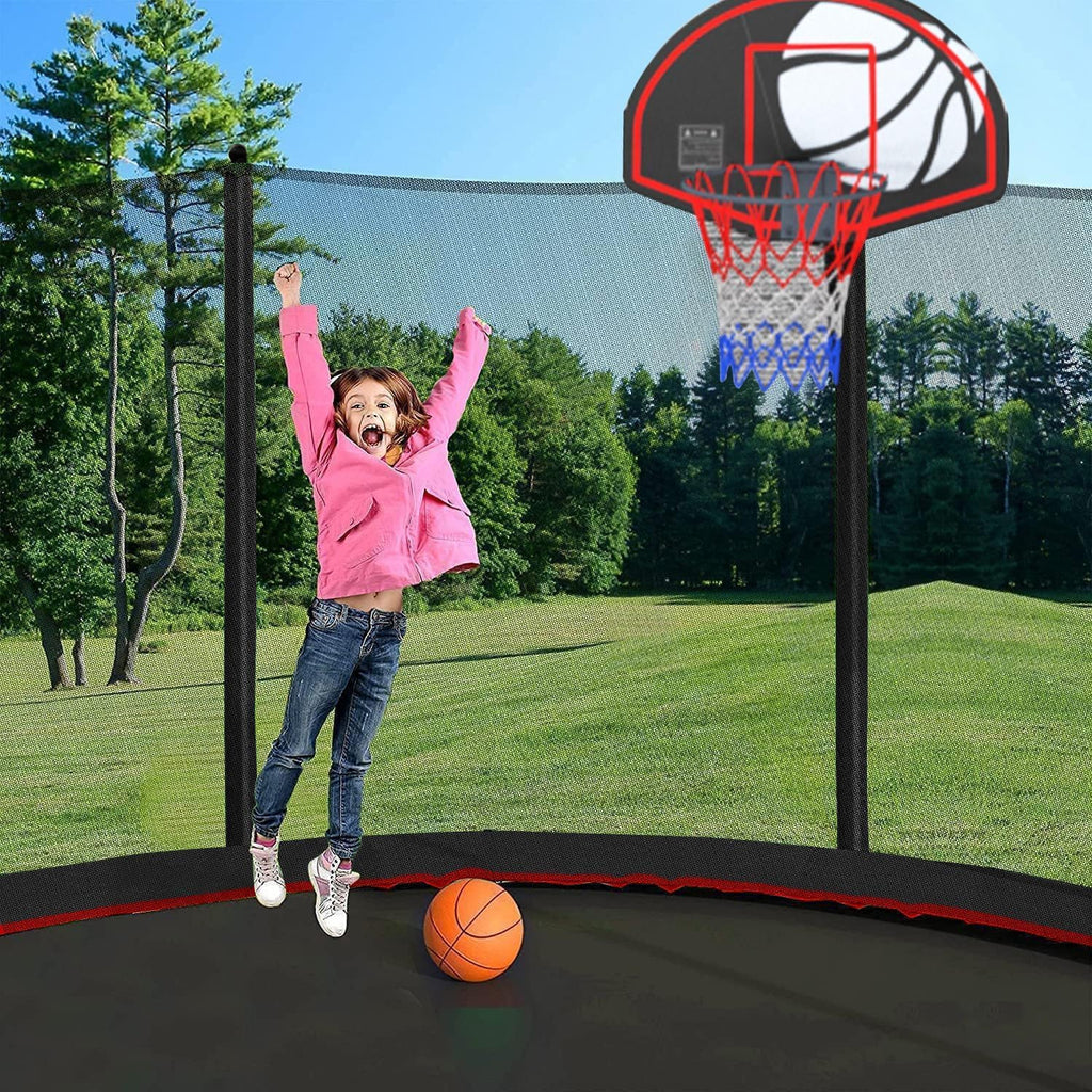 1500LBS 10FT 12FT 14FT 15FT 16FT Trampoline with LED Lights, Sprinkler, Music Speaker and Socks, ASTM Approved Outdoor Trampoline for Kids and Adults, Backyard Trampolines with Net Enclosure