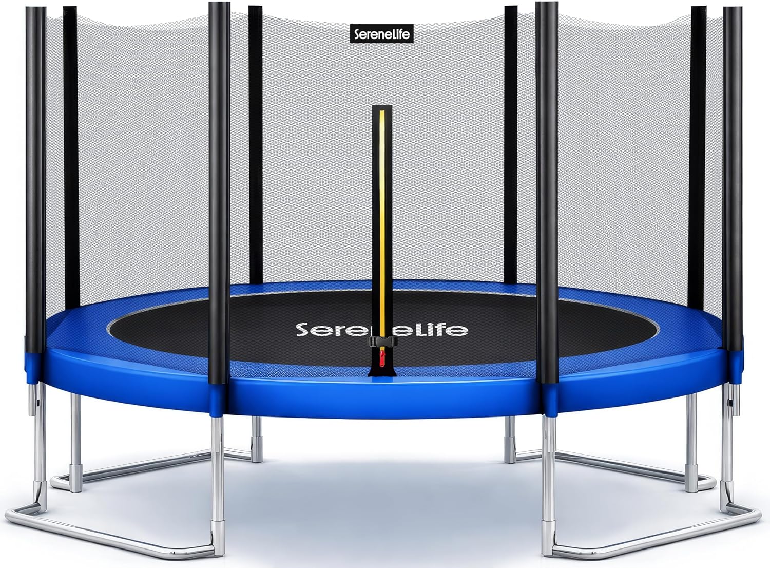 SereneLife Trampoline Outdoor 8FT 10FT 12FT 14FT with Enclosure Net, Ladder and Anti-Rust Coating - ASTM Approved Recreational Trampolines - Heavy Duty Yard Trampolines for Kids and Adults