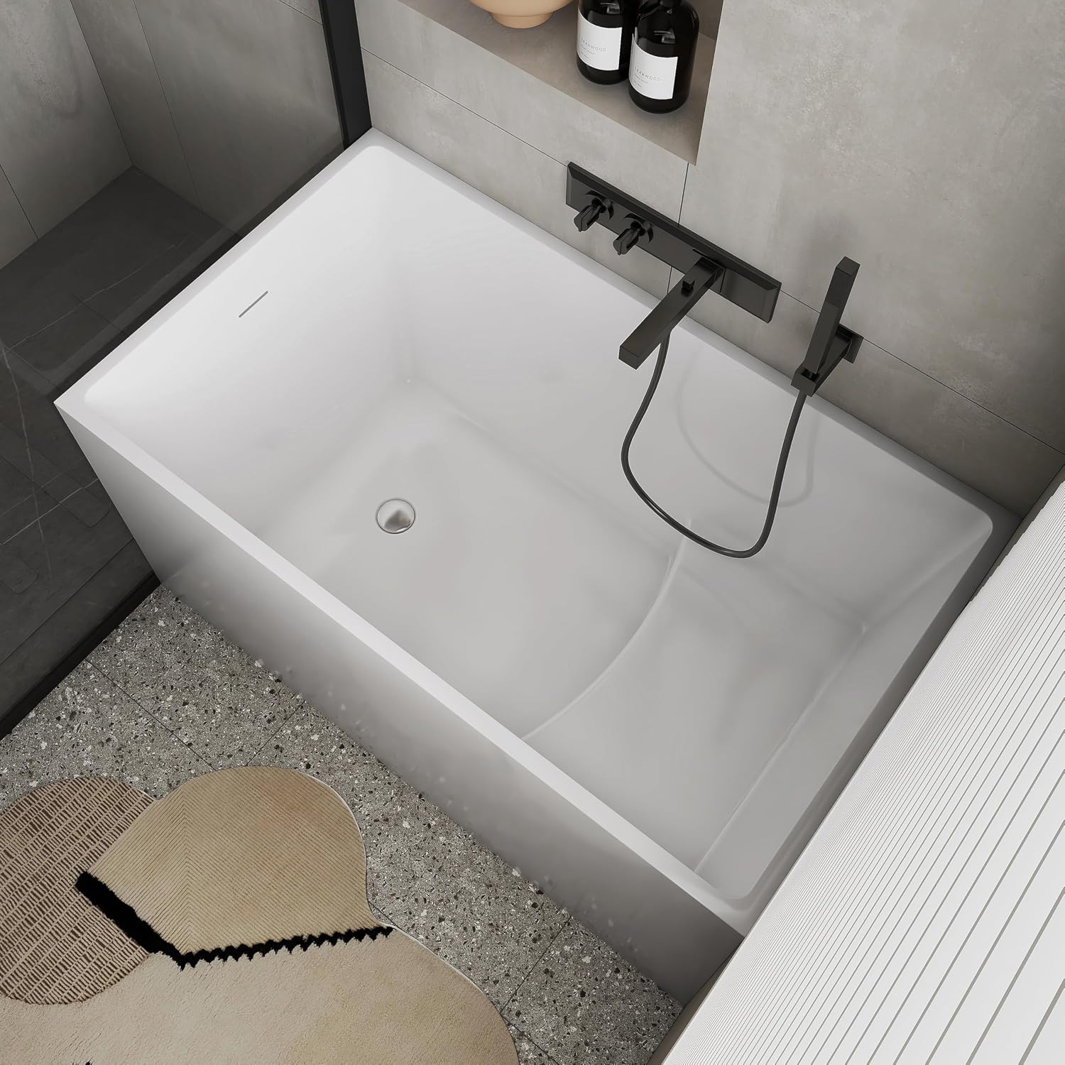 47' Acrylic Freestanding Bathtubs, Stand Alone Tub, Japanese Soaking Tubs for Bathroom, Integrated Overflow and Drain, cUPC Certified, Gloss White