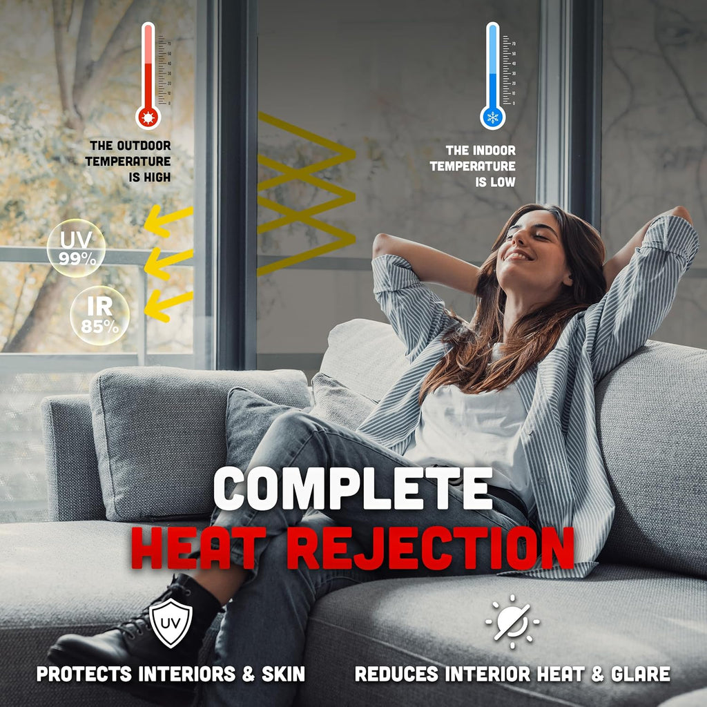 United Reflective Window Tint Film – Daytime Mirror Tint for Privacy, Sun Blocking, UV Protection & Heat Reduction, Ideal for Home, Office & Car, Silver 5%, 60 Inch x 100 Feet Roll