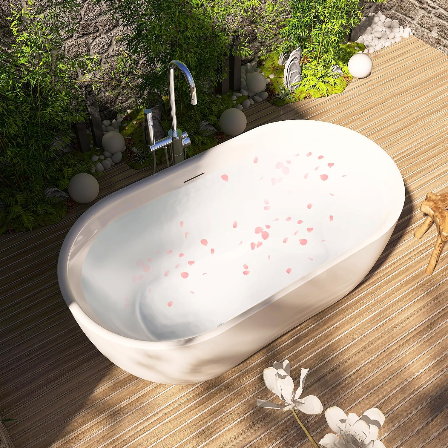 59' Acrylic Free Standing Tub, Stand Alone Tub, Freestanding Bathtub, Soaking Bathtub, cUPC Certified, SE(Glossy White)