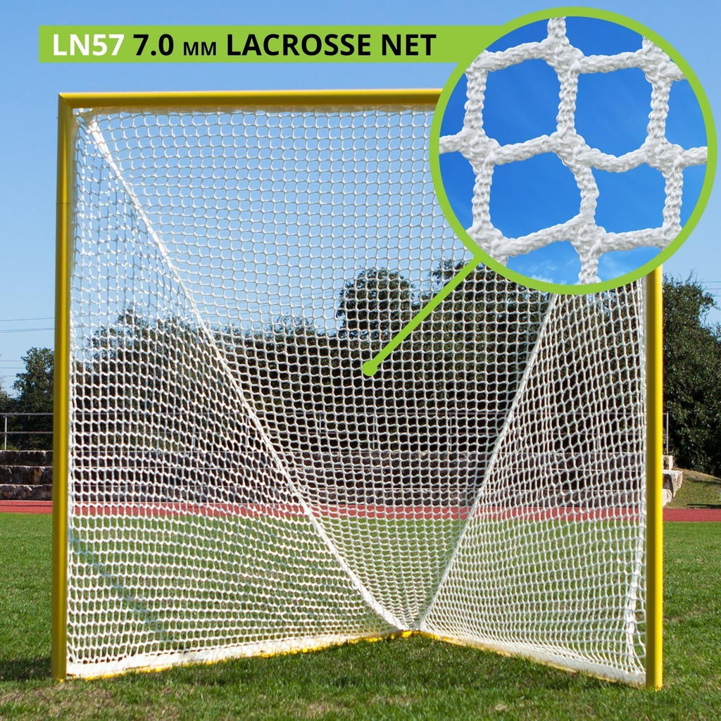 Champion Sports Lacrosse Goal Net - 7mm Official Size White Nylon Net Replacement (Pack of 2)