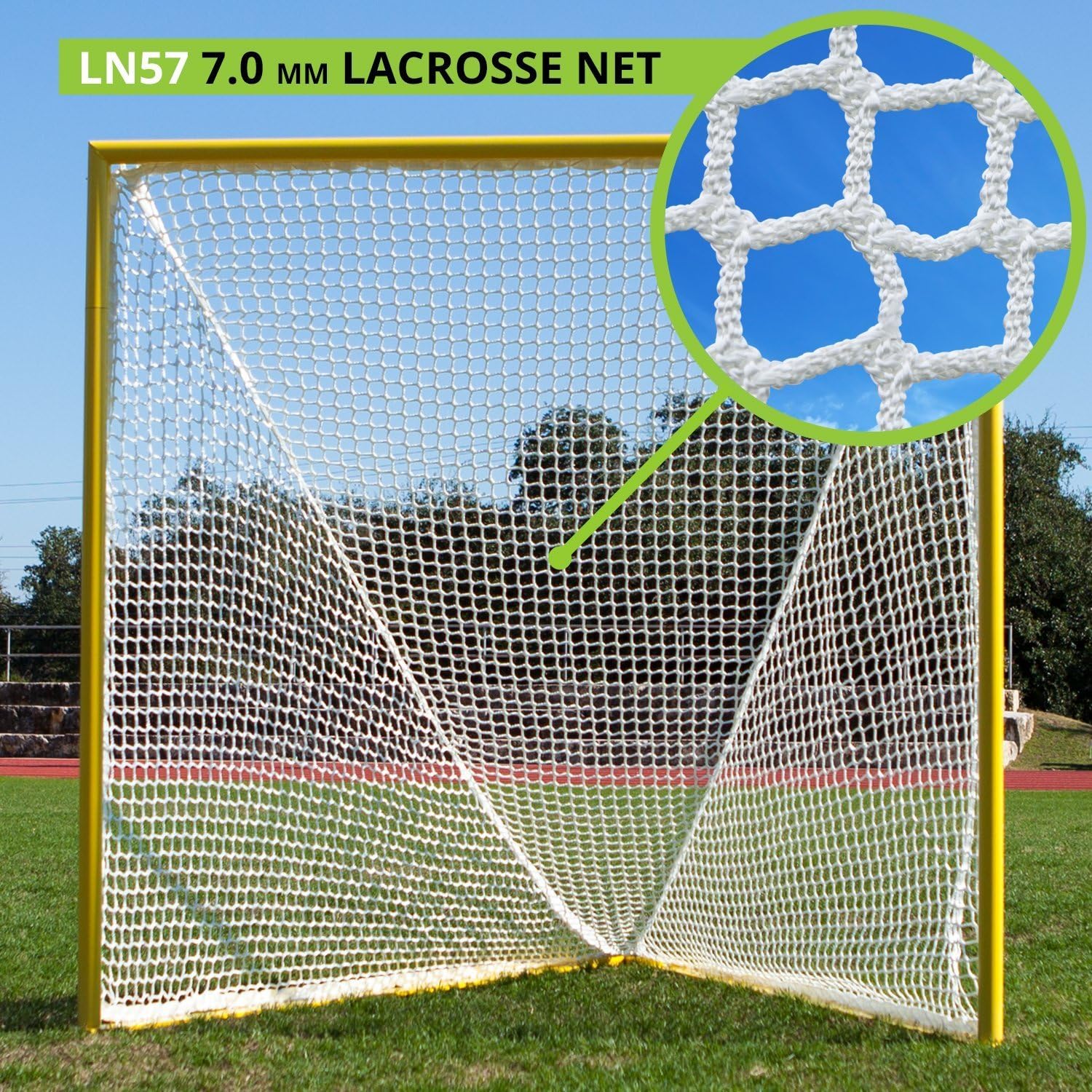 Champion Sports Lacrosse Goal Net - 7mm Official Size White Nylon Net Replacement (Pack of 2)