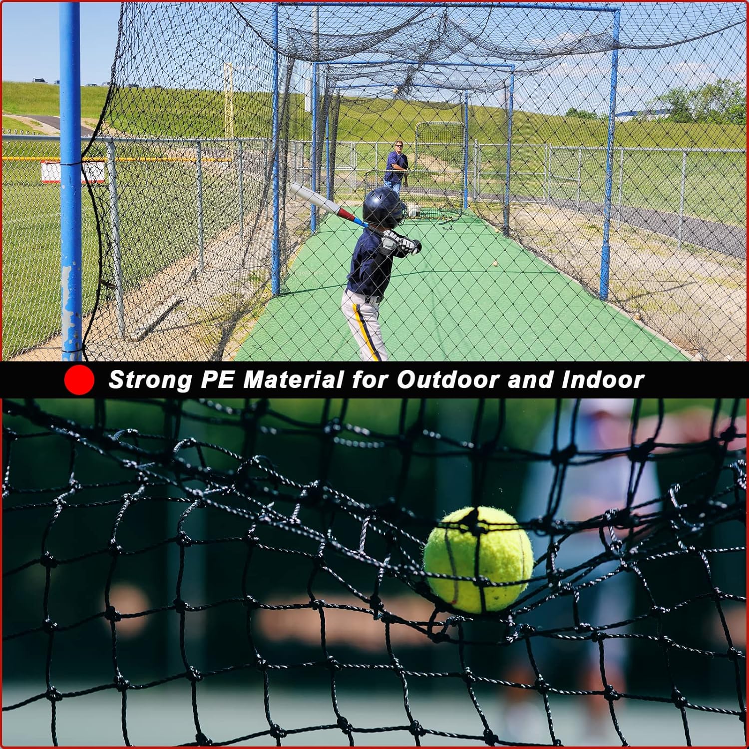 Baseball Softball Batting Cage Net with Realistic Catcher, Net Only, Backyard Practice Batting Cage Net, Heavy Duty Multi-Purpose Sports Net with Door