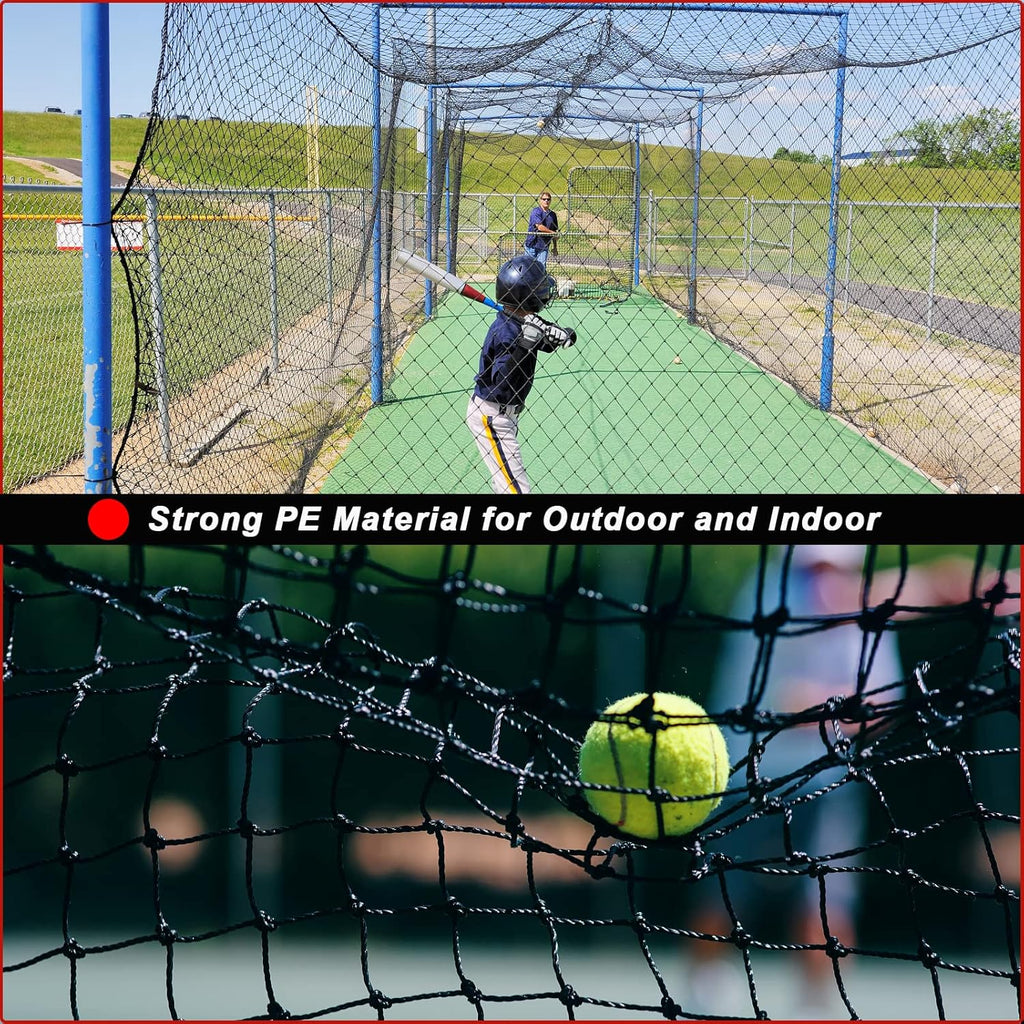 Baseball Softball Batting Cage Net with Realistic Catcher, Net Only, Backyard Practice Batting Cage Net, Heavy Duty Multi-Purpose Sports Net with Door