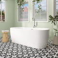 59' Free Standing Tub, Pure Acrylic Freestanding Bathtub, Stylish Stand Alone Contemporary Deep Soaking Bath Tub, cUPC Certified (Glossy White)