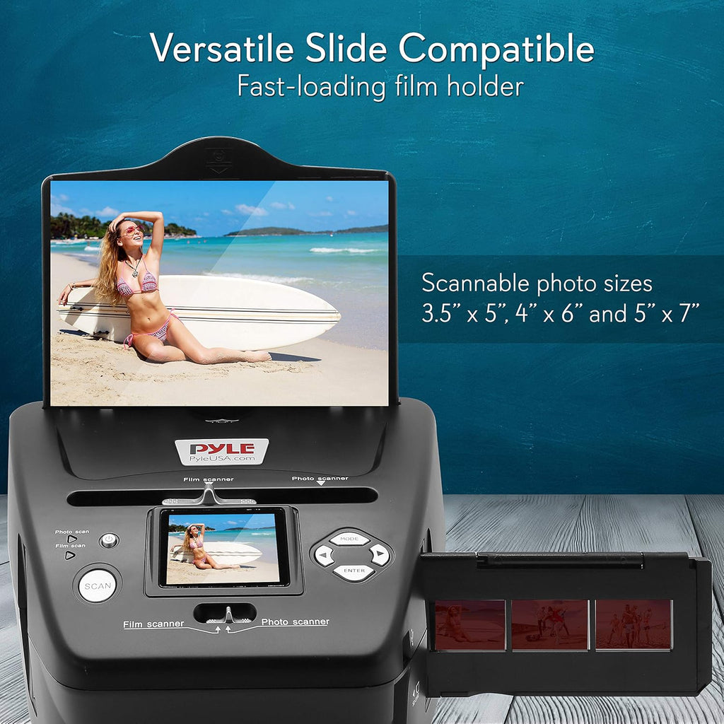 Pyle Digital 3-in-1 Photo, Slide and Film Scanner - Convert 35mm Film Negatives & Slides - With HD 5.1 MP - Digital LCD Screen, Easy to Use