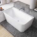 55' Acrylic Back-to-Wall Bathtub,Freestanding Bathtubs, Stand Alone Tub, Soaking Tubs for Bathroom, Integrated Overflow and Drain, cUPC Certified, Gloss White