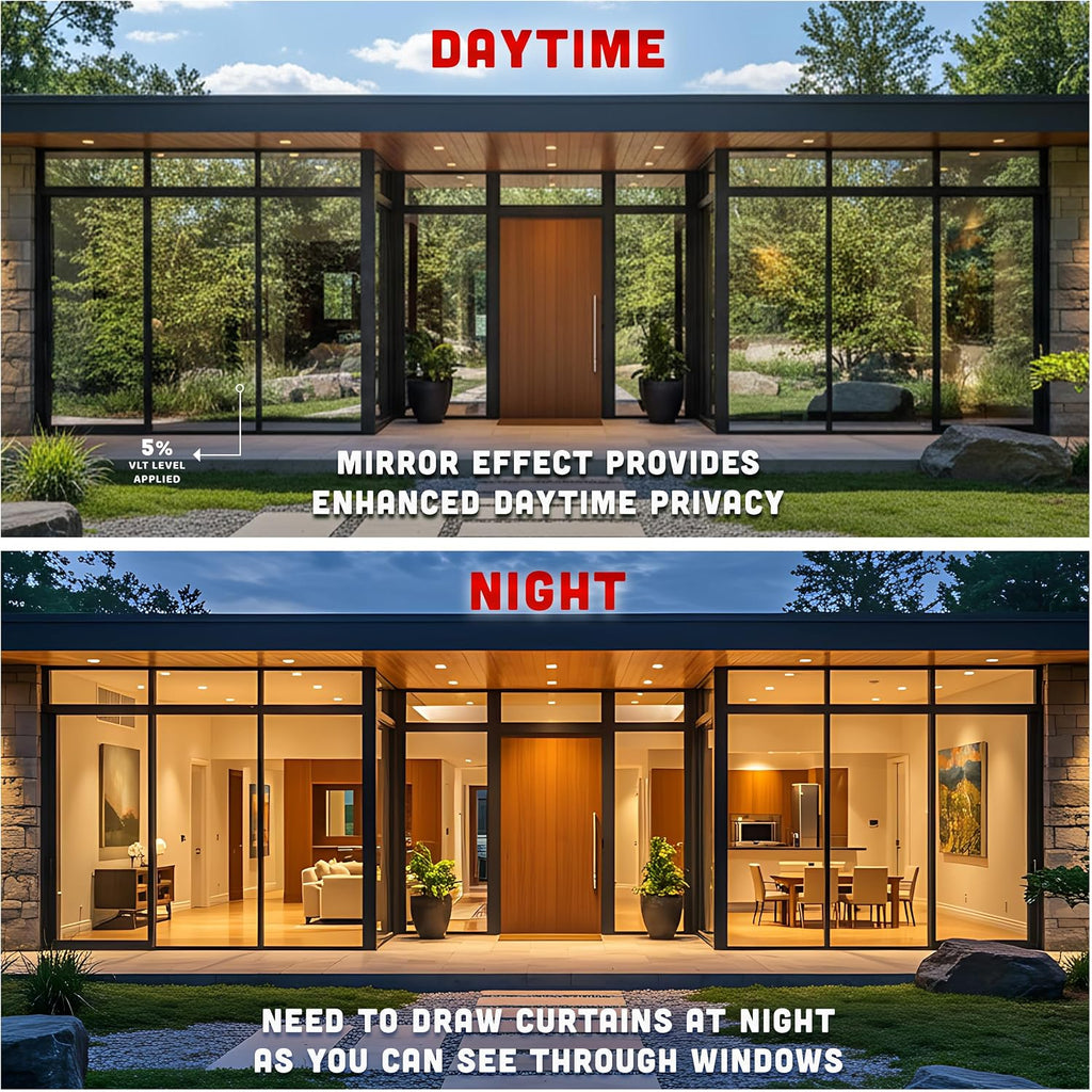 United Reflective Window Tint Film – Daytime Mirror Tint for Privacy, Sun Blocking, UV Protection & Heat Reduction, Ideal for Home, Office & Car, Silver 35%, 60 Inch x 100 Feet Roll